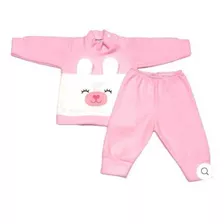 Conjunto De Pantalón Y Buzo Polar Bebe Con Aplique Abrigo