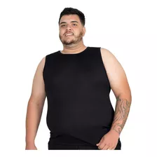 Regata Masculina Plus Size Fitness Gola Redonda Lisa Básica