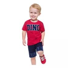 Roupa De Menino Infantil Camiseta E Bermuda Kyly Dinossauro