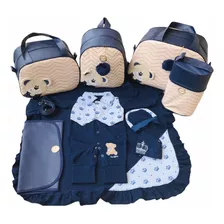 Kit Bolsas De Maternidade Elyã Baby Urso Azul Marinho