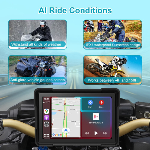 Audio Porttil Para Motocicletas Con Carplay Android Auto In Foto 7