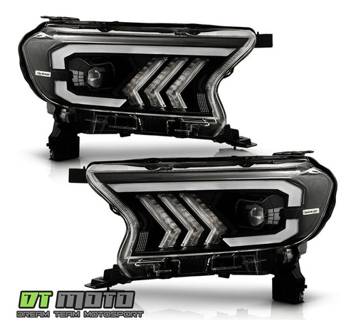 Par Faros Negro Interior Led Ford Ranger Xlt 2020 2.3l Foto 3