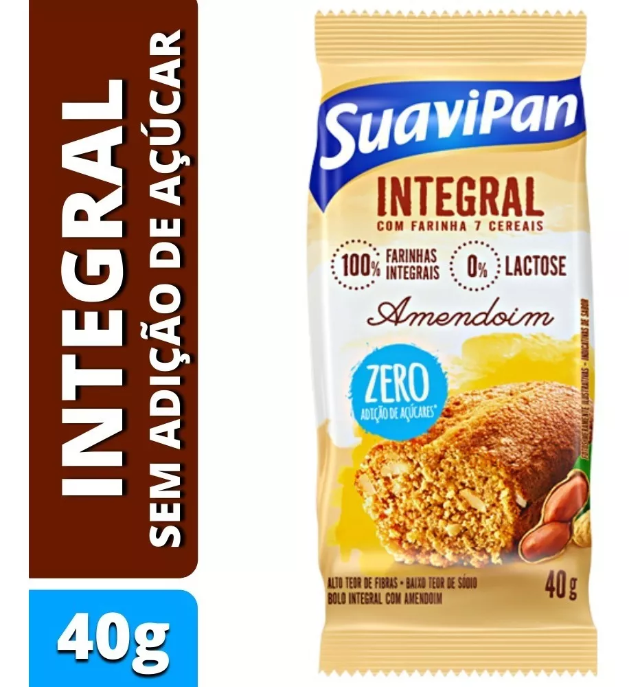 Bolinho Integral 7 Cereais Com Amendoim - Suavipan 40g