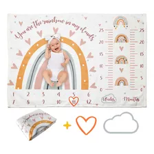 Pavo Boho Rainbow Milestone Manta Para Bebé Niña - Incluye 2