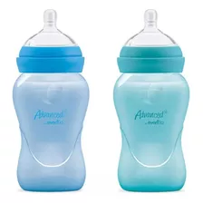 Set De Biberones Dos Bebe Evenflo Advanced Relaxfit 9oz Color Azul