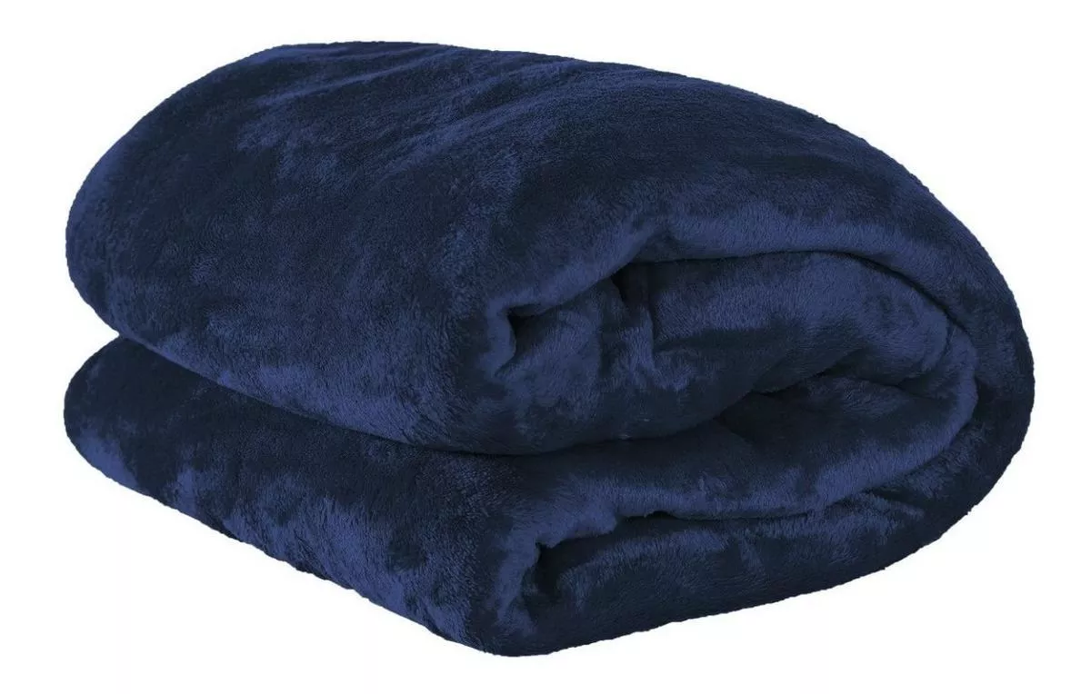Cobertor Paulo Cezar Enxovais Fleece 2 Corpos Cor Azul-marinho Com Design Liso De 2.2m X 1.8m