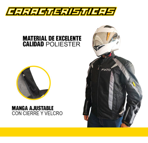 Chamarra Negra Textil Con Proteccion Para Motociclista Foto 4