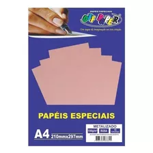 Papel Metalizado A4 Off Paper 150g/m² 15 Folhas Branco Cor Rosa