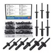 Glarks 120pcs 6 Sizes Black Nylon Pop Rivet Assortment Plast