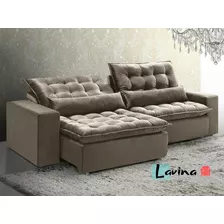 Sofa Madri Retrátil E Reclinável 2.52m Suede Cinza Buriti