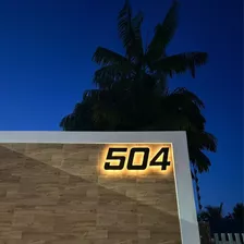 Número Residencial Com Led 25cm Preto Fosco Kit 3 Unidades