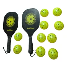 Pickleball Juego De 2 Palas De Madera Y 10 Bolas Pickleball