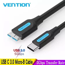 Vention - Cabo Hd Externo Usb-c 3.1 Para Micro B 5gbps 50cm Cor Preto