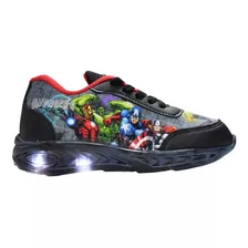 Zapatillas Marvel Avenger Zapa Textil Cordon Base Led-gris/n