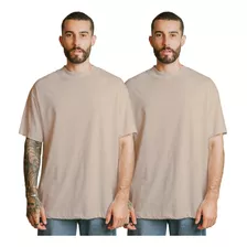 Kit 2 Camisetas Lisa Oversized 100% Algodão Gola Redonda