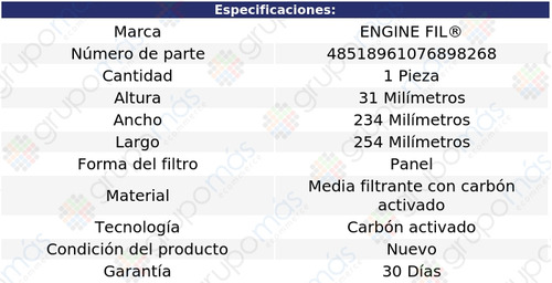 Filtro De Cabina Carb Act Engine Fil Tt 2016 A 2018 Foto 2