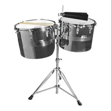 Timbales De 14 Y 15 In De Acero Negro, New Beat Lt-256cd