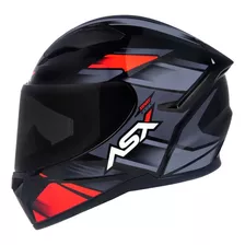 Capacete Asx City Start Preto Vermelho Cinza Moto Brilho 