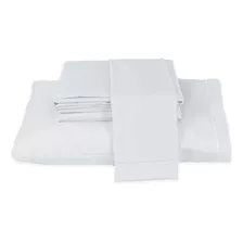 Jogo Lençol Cama Box Tamanho Casal 4 Peças 400 Fios Percal Cor Branco Desenho Do Tecido Liso