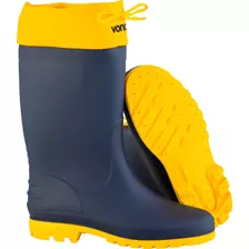 Bota Galocha Borracha Pvc Impermeável Azul/amarela C/amarra