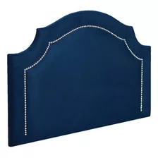 Cabeceira Provençal Luxo Tachas Solteiro Suede Azul Marinho