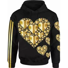 Sudadera Deportiva Sublimada Full Print Texturas Love Oro