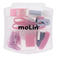 Kit Mini Office Rosa - Molin - Rosa 9 Itens