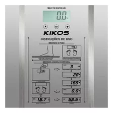 Balança Biopedância Corporal Digital Kikos Ison Preta 150 Kg Cor Prata