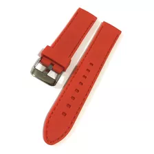 Pulseira De Relogio Silicone Vermelha 22mm Costura Modelo 05