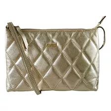 Bolsa Feminina Classe Couro Crossbody Matelassê Lore Cor Dourado