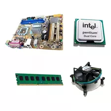 Kit Placa Mãe + Processador Dual Core + Cooler + Memória 1gb