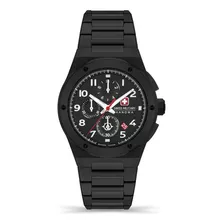 Reloj Swiss Military Smwgi2102031 Para Hombre Cronografo Color De La Malla Negro Color Del Bisel Negro/rojo Color Del Fondo Negro