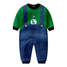 Macacão Pijama Luigi Infantil Super Mario