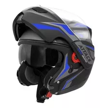 Capacete Para Moto Modular Pro Tork Attack Hsa Preto E Azul Attack Hsa Tamanho 58 