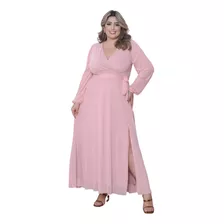 Vestido Feminino Tule Com Manga Longa Moda Evangélica