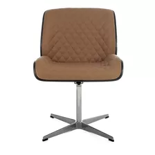 Cadeira Fixa Consultório Reyna Luxo Em Couro Caramelo 