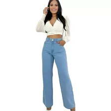 Calça Wide Leg Jeans Pantalona Destroyed Lançamento Nf