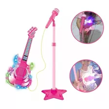 Guitarra Infantil Menina C/ Microfone Sai Voz E Conecta Cel