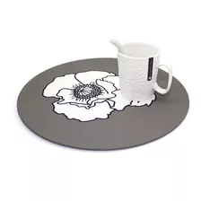 Individual Plato De Sitio Tela Suave Lavable 35cm Flor Gray