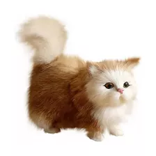 Gato Realista Gatinho Pelucia Em Pé Creme