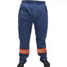 Kit 20 Calça De Uniforme Brim Com Faixa Refletiva Laranja