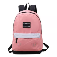 Mochila Para Laptop Casual Escolar Wilys Pink 16.5 Color Mamey Diseño De La Tela Liso