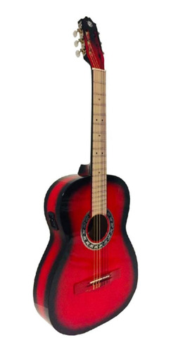 Guitarra Clásica Electroacústica Guitarras Valdez Ps900 Roja Y Negra