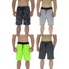 Kit 4 Bermudas Masculinas Moletom Listras Bermuda Estampas