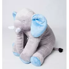 Almofada Elefante Pelúcia 45cm Travesseiro Bebê Azul Macio