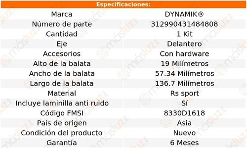 Balatas Rs Sport Del Fiat Grande Punto L4 1.4l 06/10 Dynamik Foto 4