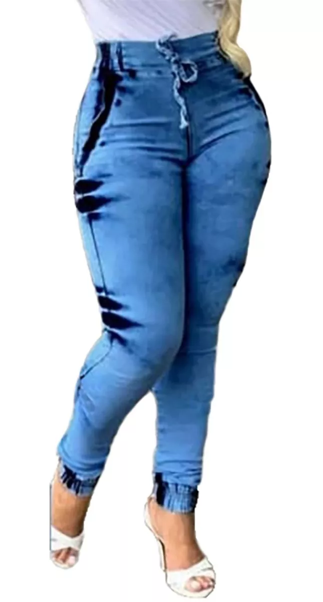 Calças Jeans Jogger Feminina Cintura Alta Lycra Premium  