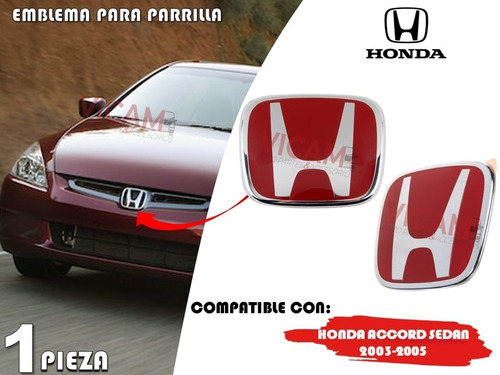 Emblema Para Parrilla Honda Accord 4p 2003-2005 Rojo Foto 2