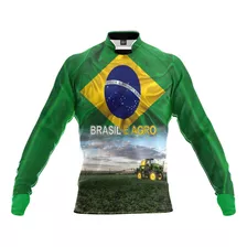 Camisa Brasil Pulverizador Verde Agro É Tecnologia Uv50 Ag06