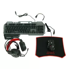 Kit Gamer Teclado + Mouse + Auriculáres + Mouse Pad As-1099